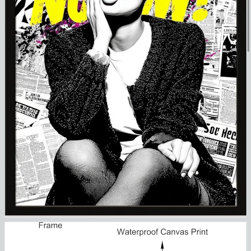 Modern Black and White Canvas Art Print. 10L X 8 W